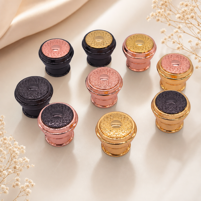 Αγορά Προσαρμόσιμο Luxury Zamac Perfume Cap με υψηλή αντοχή στη διάβρωση και διχρωματικό ανάγλυφο σχεδιασμό διαδικτυακή κατασκευή