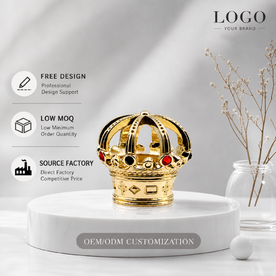 Αγορά Luxury Hollow King Crown Zamac Καπάκι αρώματος επίχρυσο, Ένθετο στρας, καπάκι βασιλικού αρώματος Κάλυμμα μπουκαλιού αρώματος από κράμα ψευδαργύρου, προσαρμοσμένο λογότυπο FEA15 για μπουκάλι αρώματος Dubai Oud Attar διαδικτυακή κατασκευή