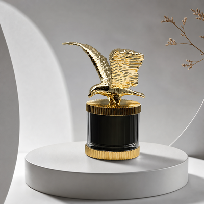 Αγορά Λοξο 3D Spread Wings Eagle Zamac Perfume Cap Χρυσό επιχρισμένο με υφή Flying Hawk Sculpture Vertical Fluted Base Αρώμα κάλυμμα Ζύκλιο κράμα καπάκι μπουκάλι αρώματος Custom Logo FEA15 για μπουκάλι αρώματος διαδικτυακή κατασκευή