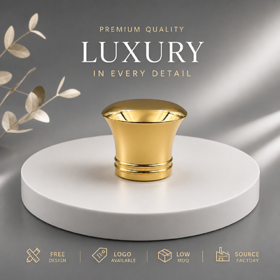 Αγορά Εταιρεία Custom Flared Curved Waist Flat Dome Mirror Gold Zinc Alloy Perfume Cap Double Ring Base OEM ODM Custom Engraved Logo Zamac Perfume Lid Για πολυτελή γυάλινα μπουκάλια αρώματος Μαγνητικά διαδικτυακή κατασκευή