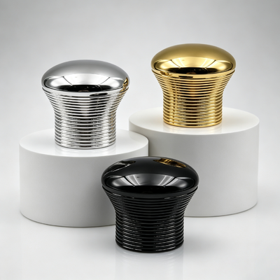 Αγορά FEA15 Zinc Alloy Perfume Cap Round Dome Top Vertical Ribbed Texture Electroplated Metal Perfume Bottle Lid Custom Logo OEM ODM διαδικτυακή κατασκευή