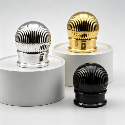 Αγορά FEA15 Zamac Perfume Cap Vertical Ribbed Spherical Top Electroplated Globe Shape Metal Perfume Bottle Lid Custom Logo OEM ODM Zinc Alloy Καπάκι Αρώματος διαδικτυακή κατασκευή