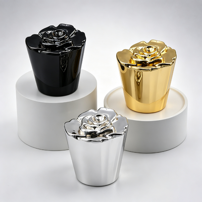 Αγορά FEA15 Zinc Alloy Perfume Cap 3D Rose Flower Top Tapered Cup-shaped Body Electroplated Metal Perfume Bottle Lid Custom Logo OEM ODM Zamac Perfume Cap Το φιαλίδιο είναι κατασκευασμένο από το Zinc Alloy Perfume Cap 3D Rose Flower Top διαδικτυακή κατασκευή