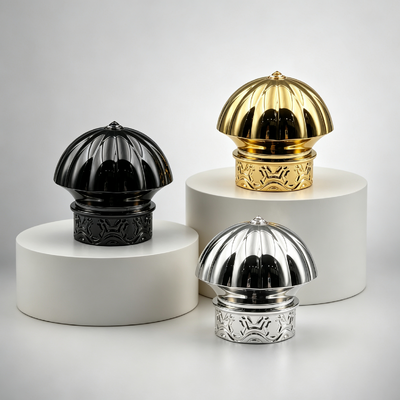 Αγορά FEA15 Ζινκ Alloy Perfume Cap Fluted Dome With Embossed Base Electroplated Perfume Bottle Cover Custom Logo Ζαμάκ καπάκι αρώματος διαδικτυακή κατασκευή