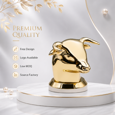 Luxury Bull Head Zinc Alloy Perfume Cap Gold Mirror Electroplated Zamac Fragrance Bottle Lid Custom Logo Embossed Metal Perfume Top OEM ODM Source Factory Wholesale Ονομασία του προϊόντος