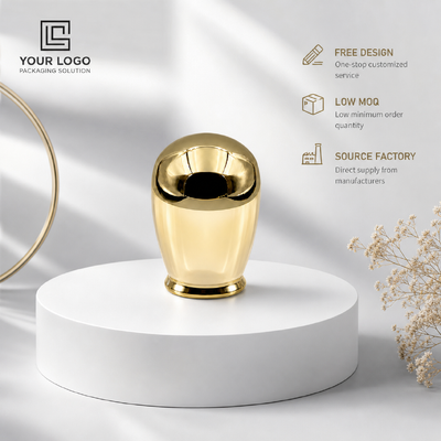 Πολυτελής καθρέφτης Gold Oval Dome Καπάκι αρώματος από κράμα ψευδαργύρου Προσαρμοσμένο κυρτό μεταλλικό καπάκι μπουκαλιού αρώματος για γυάλινο μπουκάλι καλλυντικών αρωμάτων