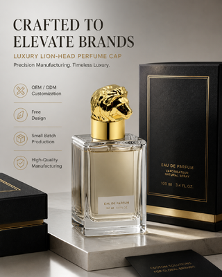 Ζινκ Σύνθεμα 3D Lion Head Perfume Cap Mirror Gold Plated Animal Sculpture Bottle Lid Custom Logo OEM για το άρωμα γυάλινο μπουκάλι
