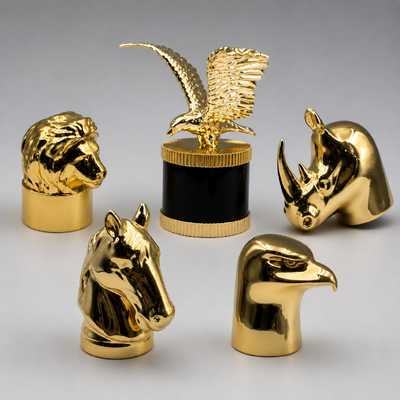 Luxury Animal Head Zamac Perfume Cap Gold Plated Lion Horse Eagle Rhino Metal Perfume Bottle Lid Custom Logo For Fragrance Bottle