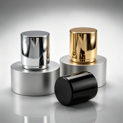 Tapa de Perfume Cilíndrica de Aleación de Zinc de Lujo Lisa, Tapa Sólida de Zamac, Galvanoplastia de Espejo con Logotipo Personalizado OEM Magnético